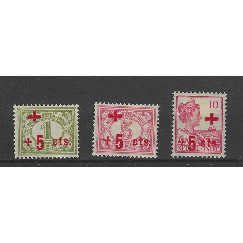 Ned. Indie 135-137 Rode Kruis MH/ongebr CV 25 € Ned. Indie 135-137 Rode Kruis MH/ongebr CV 25 €