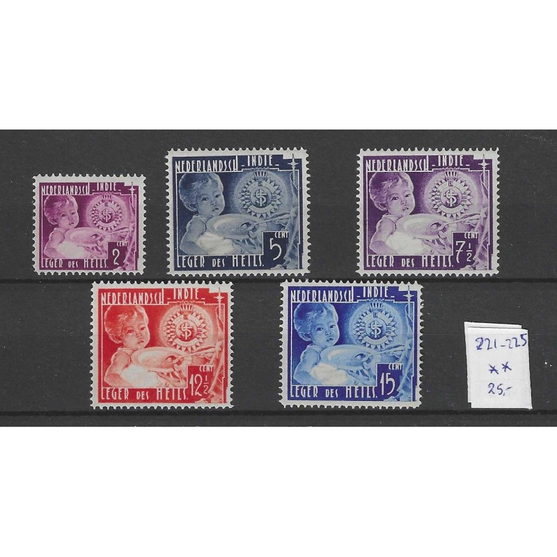Ned. Indie 221-225 Leger des Heils MNH/postfris CV 25 € Ned. Indie 221-225 Leger des Heils MNH/postfris CV 25 €
