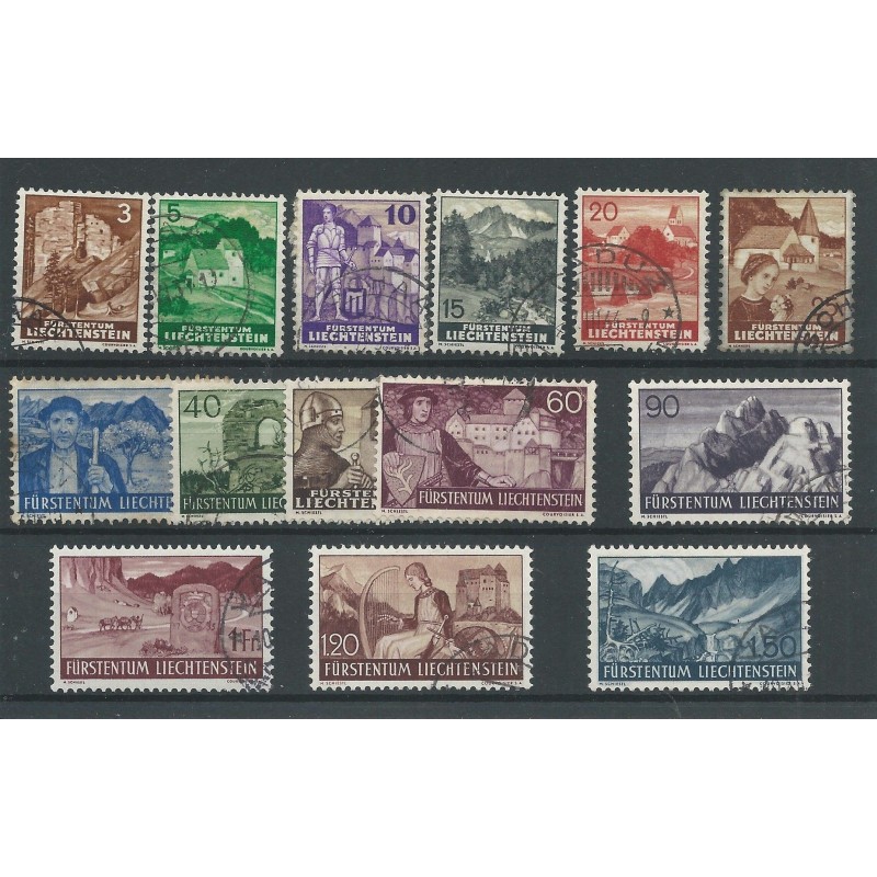 Liechtenstein 156-169 Landschaften und Burgen VFU/gebr CV 150 € Liechtenstein 156-169 Landschaften und Burgen VFU/gebr CV 150 €