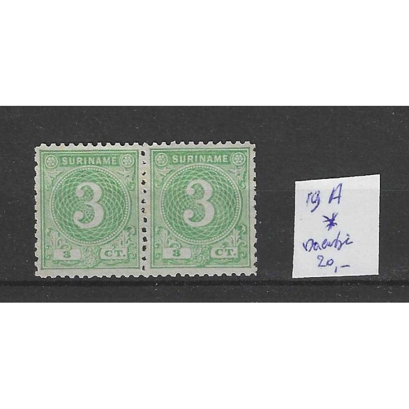 Suriname 19A  Cijfer paartje MH/ongebr  CV 20  €