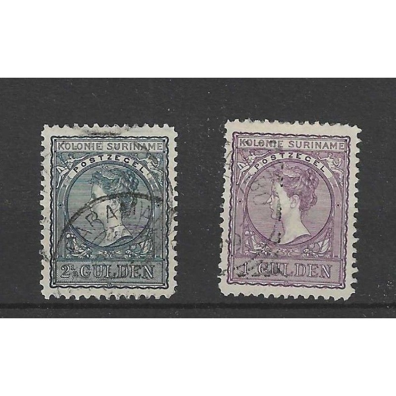 Suriname 56-57 Wilhelmina VFU/gebr CV 95 € Suriname 56-57 Wilhelmina VFU/gebr CV 95 €