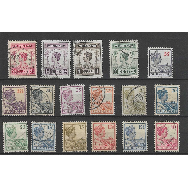 Suriname 87-103 Wilhelmina VFU/gebr CV 122 € Suriname 87-103 Wilhelmina VFU/gebr CV 122 €