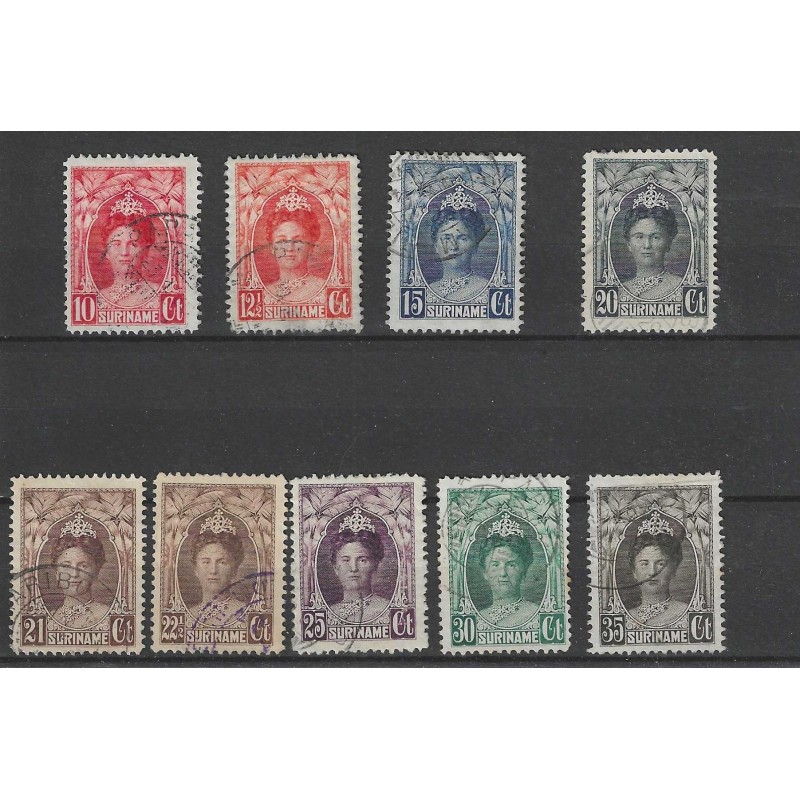 Suriname 118-126 Wilhelmina VFU/gebr CV 45 € Suriname 118-126 Wilhelmina VFU/gebr CV 45 €