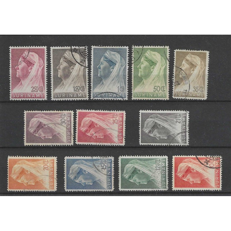 Suriname 167-178 Wilhelmina VFU/gebr CV 45 € Suriname 167-178 Wilhelmina VFU/gebr CV 45 €