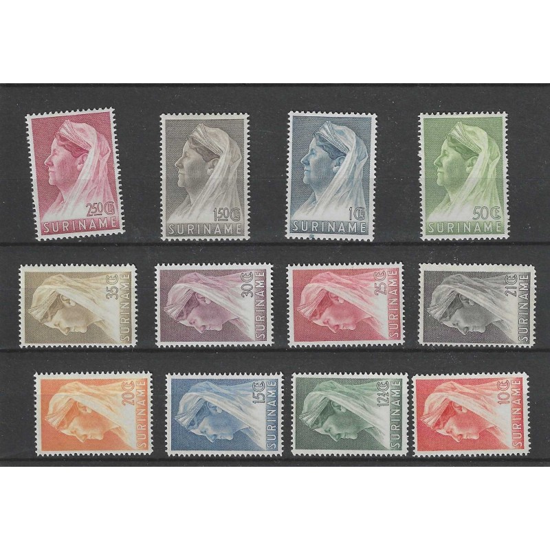 Suriname 167-178 Wilhelmina MH/ongebr CV 73 € Suriname 167-178 Wilhelmina MH/ongebr CV 73 €