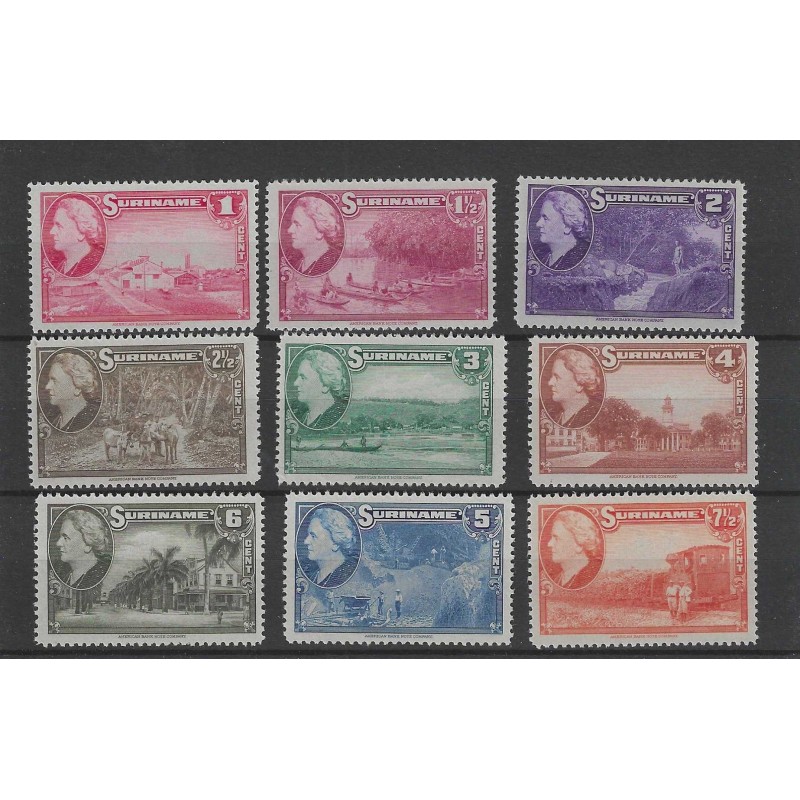 Suriname 220-228 Wilhelmina voorstellingen MNH/postfris CV 20 € Suriname 220-228 Wilhelmina voorstellingen MNH/postfris CV 20 €