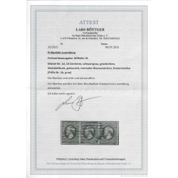 Luxemburg  1d Willem  in strip van 3  VFU/gebr  CV 199 €