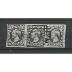 Luxemburg  1d Willem  in strip van 3  VFU/gebr  CV 199 €