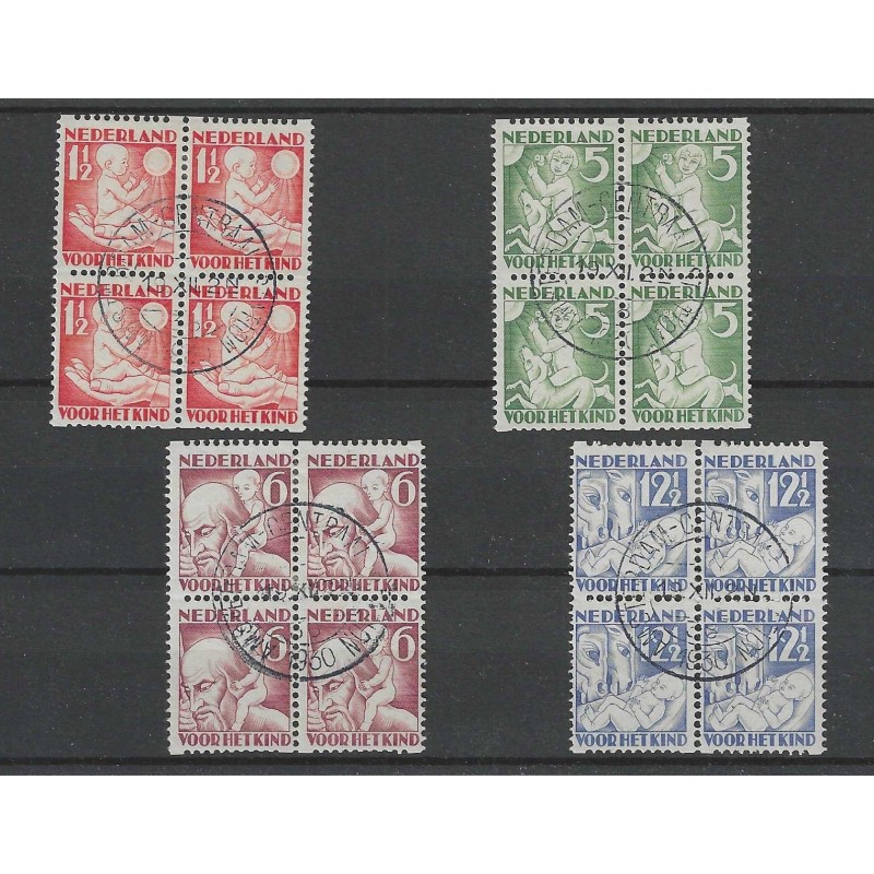 Nederland R86-89 Kind 1930 roltanding blokken van 4 VFU/gebr CV 150+ € Nederland R86-89 Kind 1930 roltanding blokken van 4 VFU/gebr CV 150+ €