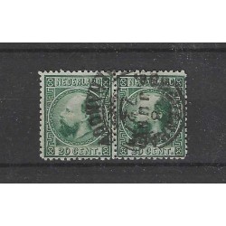 Nederland 10 Willem III paartje "GRAVENHAGE francotakje" VFU/gebr  CV 100+ €