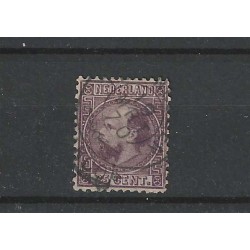 Nederland 11 Willem III  "Francotakje-stempel" VFU/gebr  CV 125 €