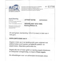 Nederland 24H  Willem III  MH/ongebr  CV 880 €  Attest Vleeming