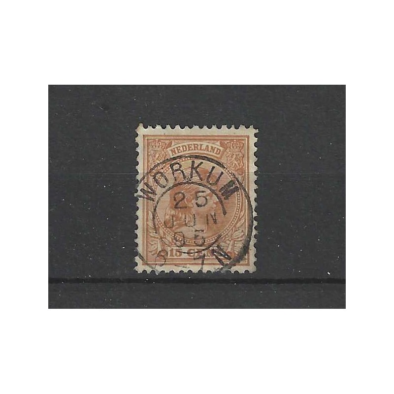 Nederland 39 Wilhelmina "WORKUM 1895" kleinrond VFU/gebr CV 10++ € Nederland 39 Wilhelmina "WORKUM 1895" kleinrond VFU/gebr CV 10++ €