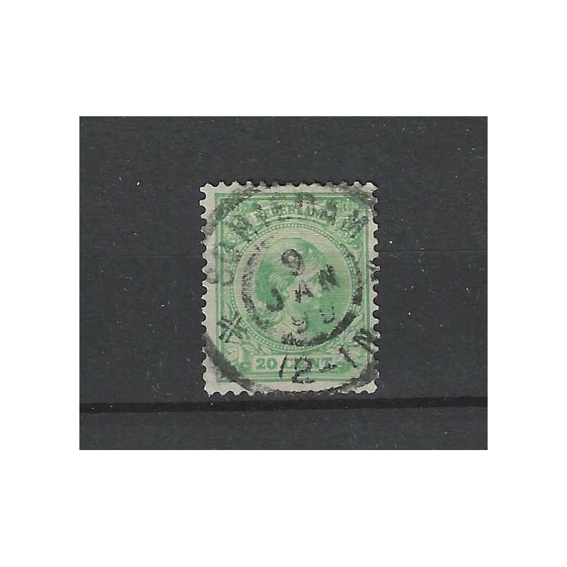 Nederland 40 Wilhelmina "SCHIEDAM 1899" grootrond VFU/gebr CV 5+ € Nederland 40 Wilhelmina "SCHIEDAM 1899" grootrond VFU/gebr CV 5+ €