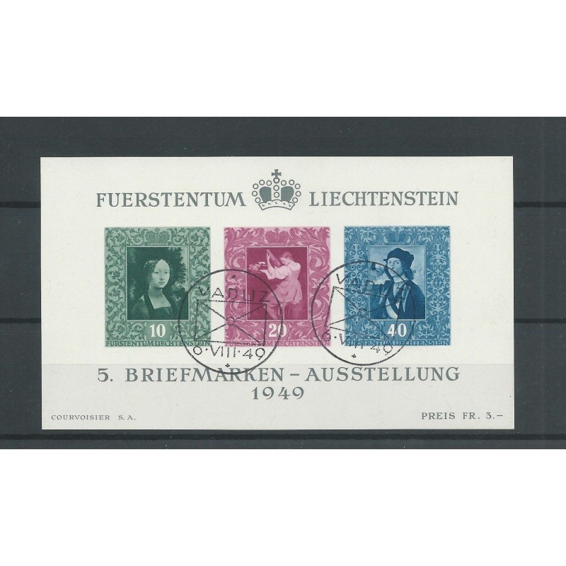 Liechtenstein BLOCK 5 Breifmarkenausstellung VFU/gebr CV 160 € FDC-stempel Liechtenstein BLOCK 5 Breifmarkenausstellung VFU/gebr CV 160 € FDC-stempel