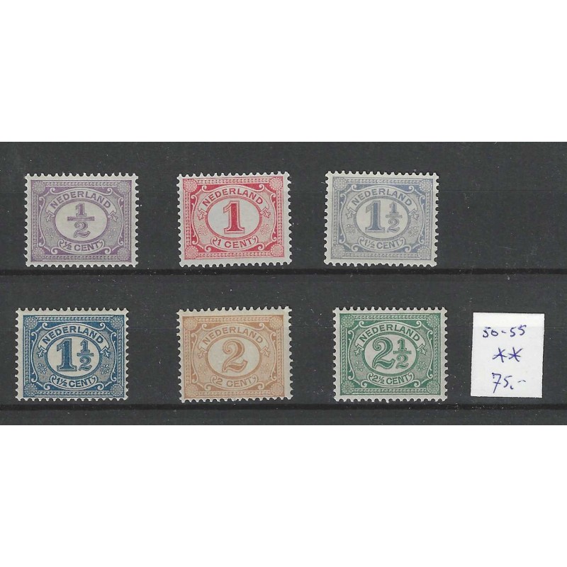 Nederland 50-55 Cijfer MNH/postfris CV 75 € Nederland 50-55 Cijfer MNH/postfris CV 75 €