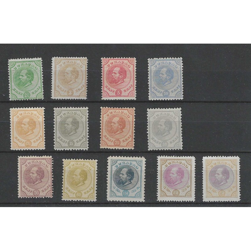 Curacao 1-12 Willem III 1873 set MH/ongebr CV 907 € attest Curacao 1-12 Willem III 1873 set MH/ongebr CV 907 € attest