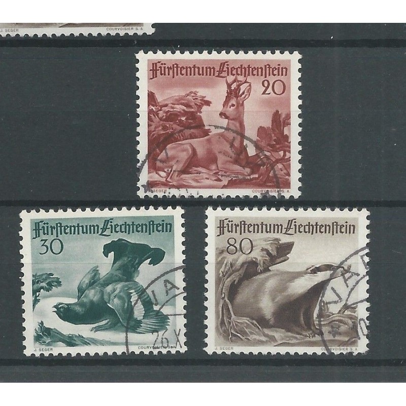 Liechtenstein 285-287 Jagd VFU/gebr CV 90 € Liechtenstein 285-287 Jagd VFU/gebr CV 90 €