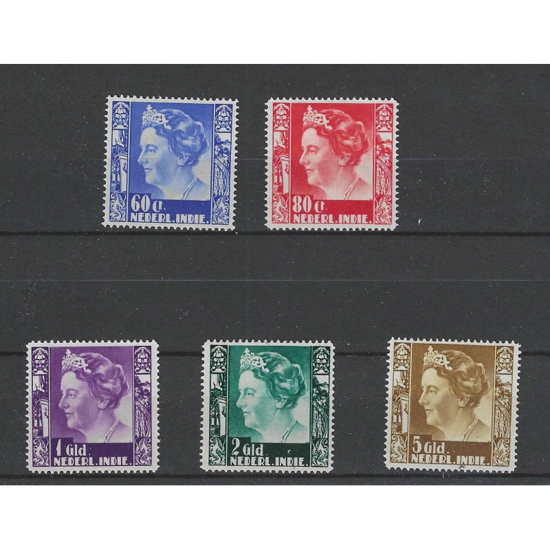 Ned. Indie 261-265 Wilhelmina MH/ongebr CV 210 € Ned. Indie 261-265 Wilhelmina MH/ongebr CV 210 €