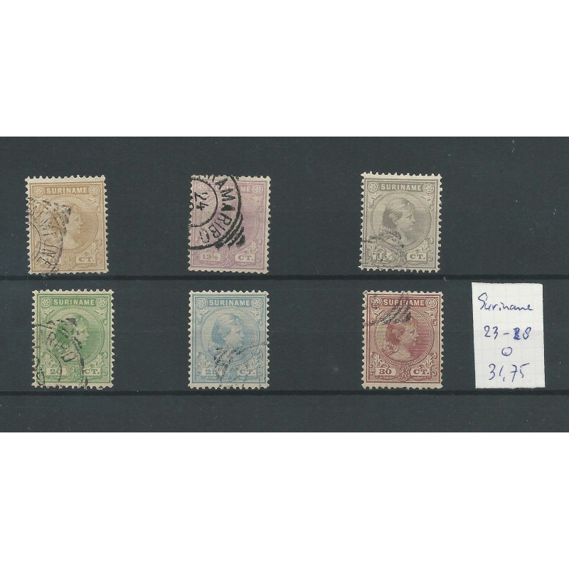 Suriname 23-28 Wilhelmina VFU/gebr CV 31,75 € Suriname 23-28 Wilhelmina VFU/gebr CV 31,75 €
