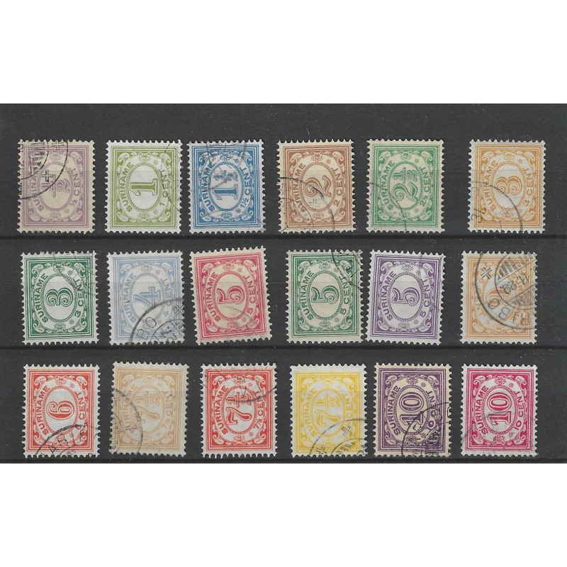 Suriname 69-86 Cijfer serie VFU/gebr CV 35 € Suriname 69-86 Cijfer serie VFU/gebr CV 35 €