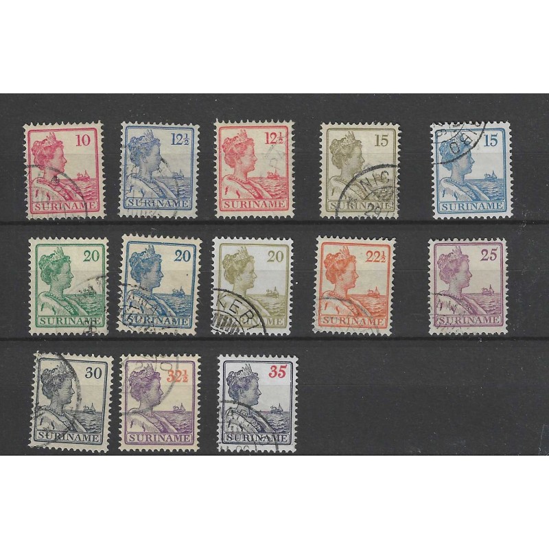 Suriname 87-99 Wilhelmina VFU/gebr CV 50 € Suriname 87-99 Wilhelmina VFU/gebr CV 50 €