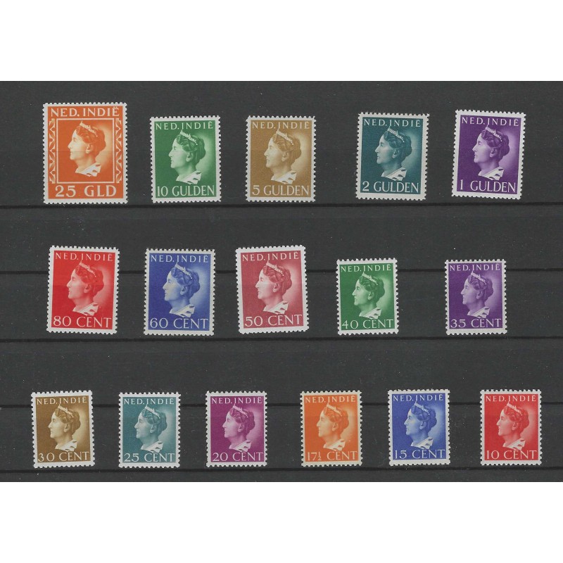 Ned. Indie 274/289 Wilhelmina Konijnenburg MNH/postfris CV 1185 € Attest !! Ned. Indie 274/289 Wilhelmina Konijnenburg MNH/postfris CV 1185 € Attest !!