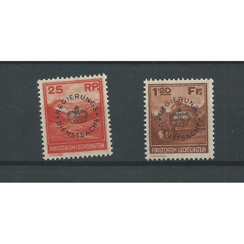 Liechtenstein D9-10 "REGIERUNGS/DIENSTSACHE" MH/gebr CV 400 € Liechtenstein D9-10 "REGIERUNGS/DIENSTSACHE" MH/gebr CV 400 €
