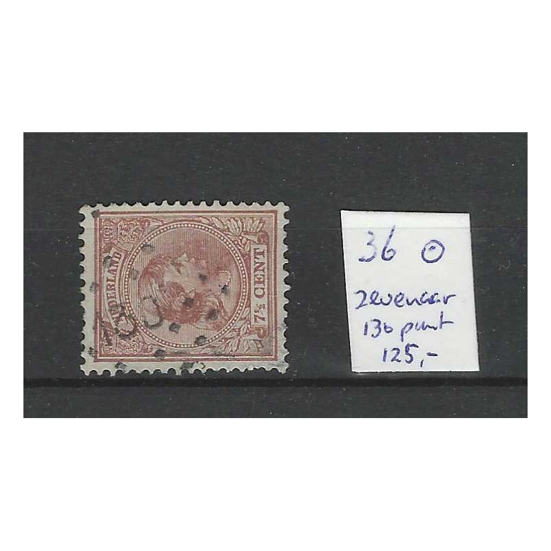Nederland 36 Wilhelmina met Puntstempel 130 VFU/gebr CV 125+ € Nederland 36 Wilhelmina met Puntstempel 130 VFU/gebr CV 125+ €