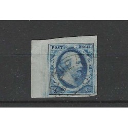 Nederland 1 plt III-26 Willem III  1852 Randzegel VFU/gebr  CV 50+ €
