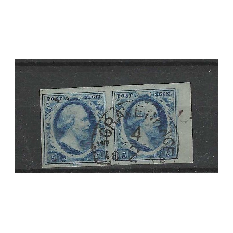 Nederland 1 plt III-4/5 Paartje Willem III "GRAVENHAGE-C" VFU/gebr CV 200+ € Nederland 1 plt III-4/5 Paartje Willem III "GRAVENHAGE-C" VFU/gebr CV 200+ €