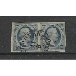 Nederland 1 plt I-3/4 Paartje Willem III "EINDHOVEN-B" VFU/gebr  CV 325+ €