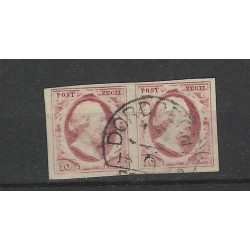 Nederland 2 plt II-58/59  Paartje Willem III "DORDRECHT-C" VFU/gebr  CV 230+ €