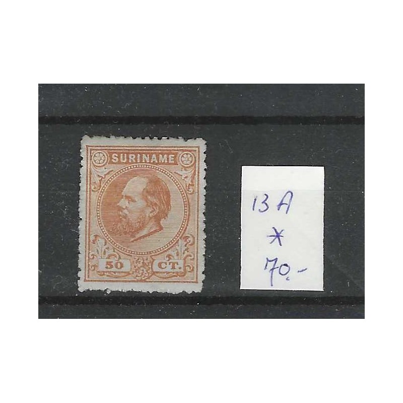 Suriname 13A Willem III 1873 MH/ongebr CV 70 € Suriname 13A Willem III 1873 MH/ongebr CV 70 €