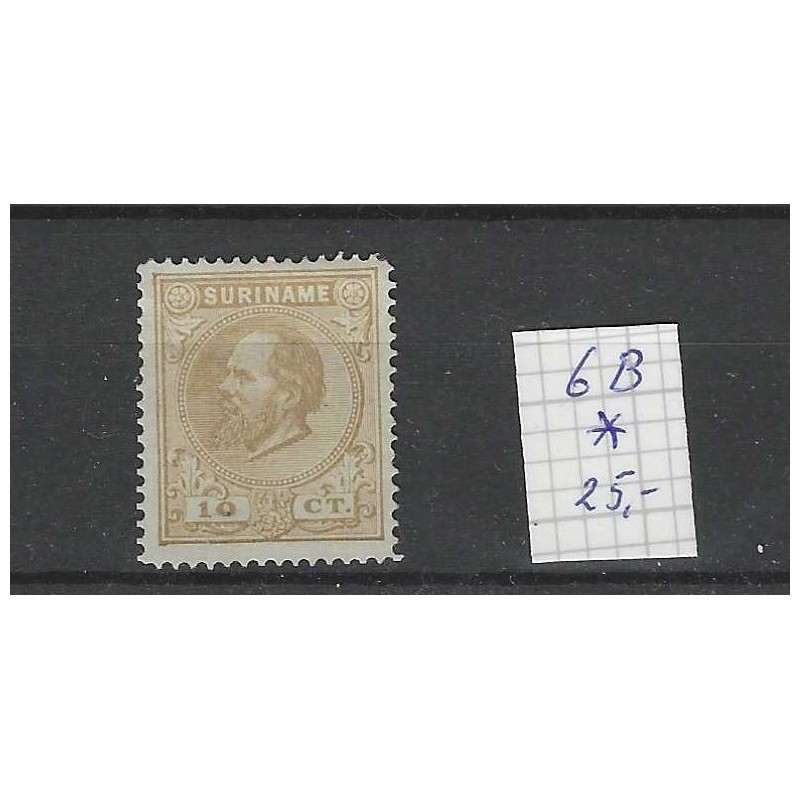 Suriname 6B Willem III 1873 MH/ongebr CV 25 € Suriname 6B Willem III 1873 MH/ongebr CV 25 €