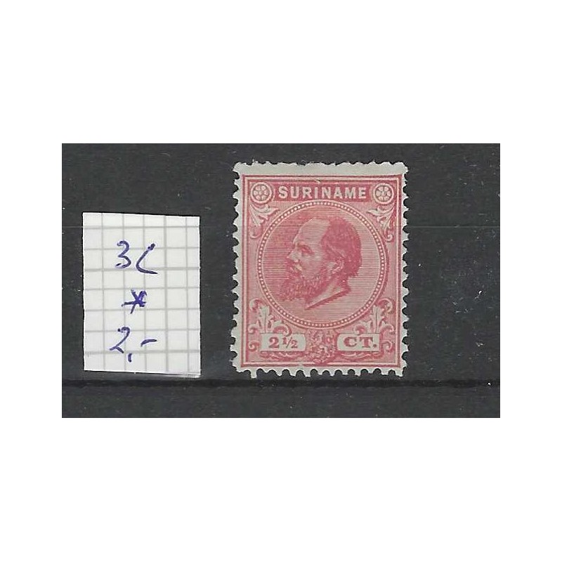 Suriname 3c Willem III 1873 MH/ongebr CV 2 € Suriname 3c Willem III 1873 MH/ongebr CV 2 €