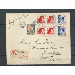 Nederland R90 (blok 4), P93 (paartje) op R-Brief naar Brussel België CV 100+ €