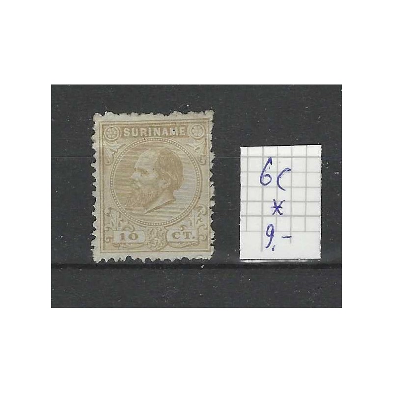 Suriname 6c Willem III 1873 MH/ongebr CV 9 € Suriname 6c Willem III 1873 MH/ongebr CV 9 €