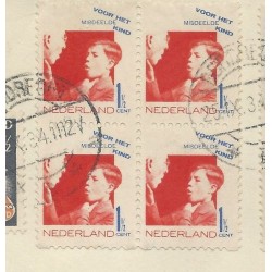 Nederland R90 (blok 4), P93 (paartje) op R-Brief naar Brussel België CV 100+ €