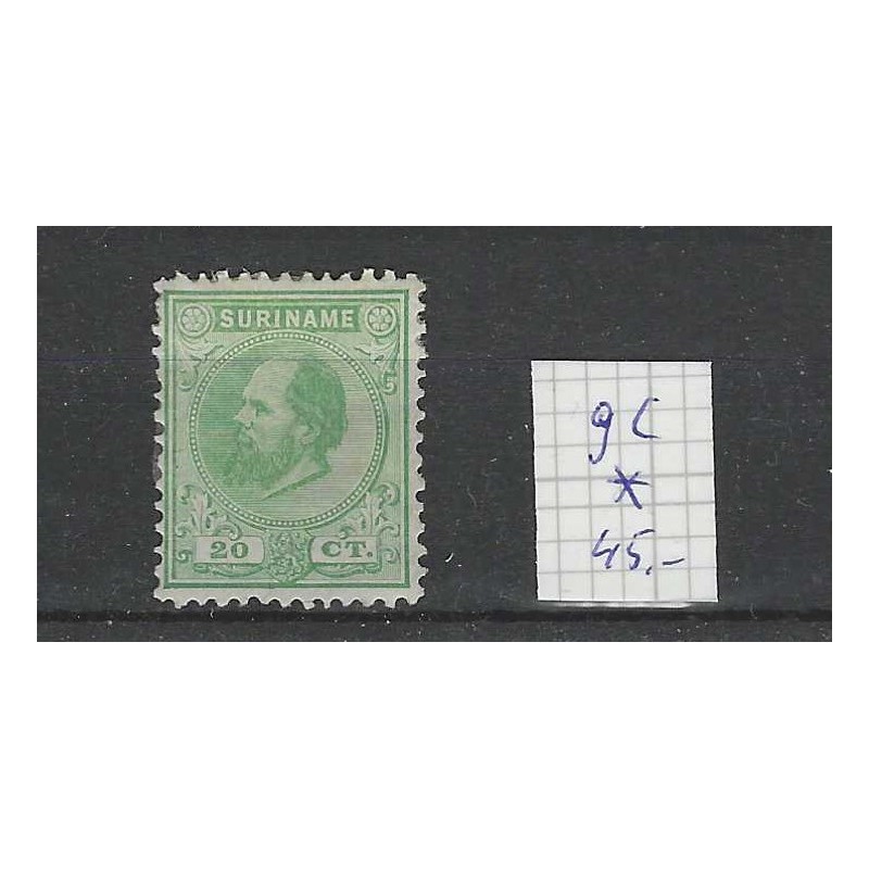 Suriname 9c Willem III 1873 MH/ongebr CV 45 € Suriname 9c Willem III 1873 MH/ongebr CV 45 €