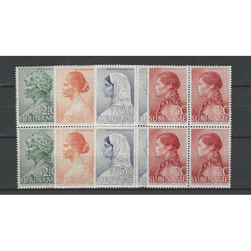 Suriname 190-193 Weldadigheid blokje 4 MNH/ MH/ongebr CV 25 € Suriname 190-193 Weldadigheid blokje 4 MNH/ MH/ongebr CV 25 €