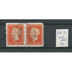 Ned. Indië  346 PAARTJE  Wilhelmina 25Gld  VFU/gebr  CV 150+ €