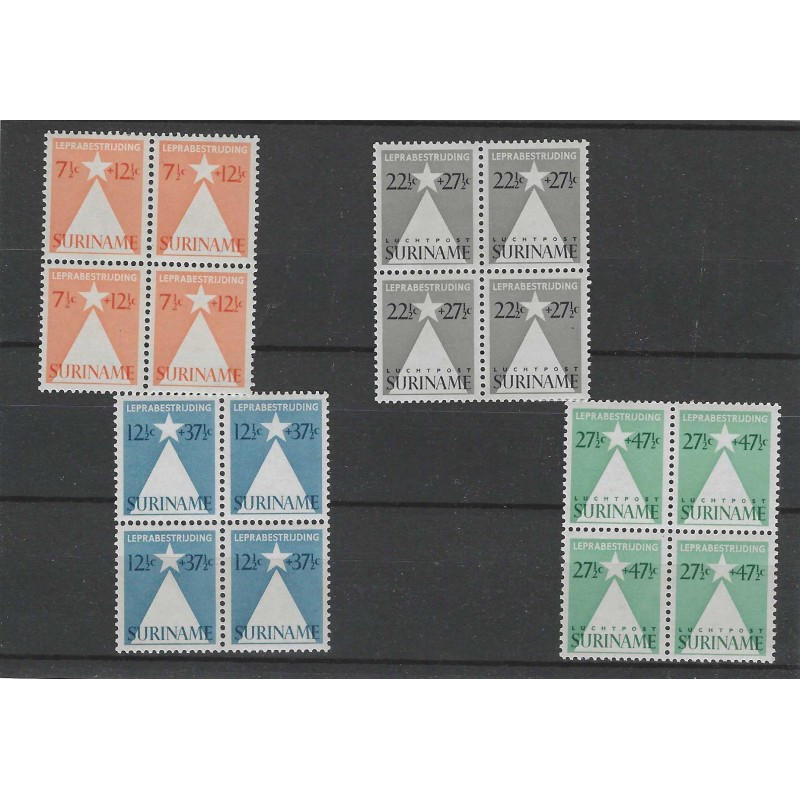 Suriname 247/248, LP29/30 Lepra-zegels blokje 4 MNH/MH CV 80+ € Suriname 247/248, LP29/30 Lepra-zegels blokje 4 MNH/MH CV 80+ €