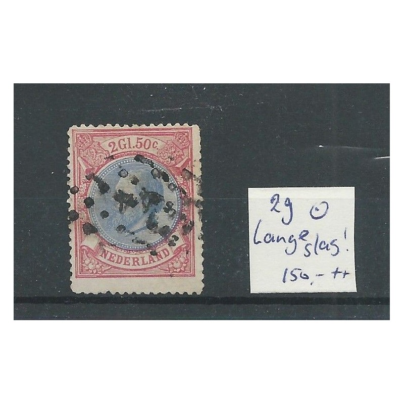Nederland 29A "LANGE SLAG" Willem III 1872 VFU/gebr CV 150 € Nederland 29A "LANGE SLAG" Willem III 1872 VFU/gebr CV 150 €