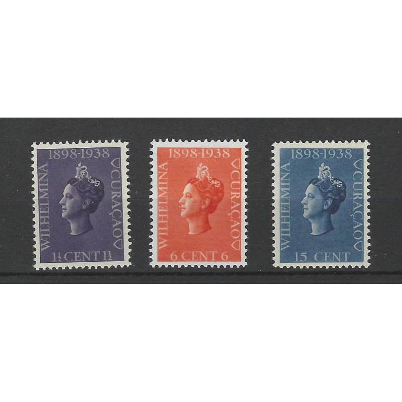Curacao 138-140 Wilhelmina MNH/postfris CV 8 € Curacao 138-140 Wilhelmina MNH/postfris CV 8 €