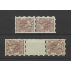 Nederland 61b/61c  KEERDRUKKEN Wilhelmina MH/ongebr CV 540 €