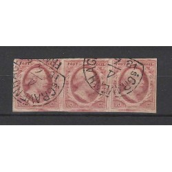 Nederland 1-3  Willem 1852 strippen van 3 VFU/gebr CV 1950 €