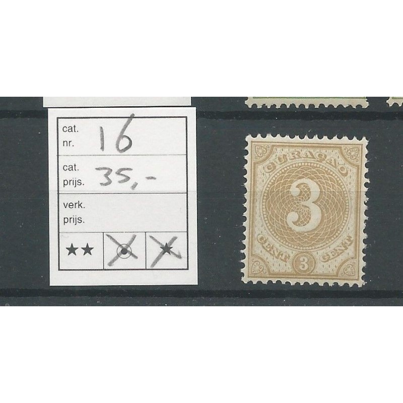 Curacao 16 Cijfer 3 ct  MNH/postfris CV  35 €