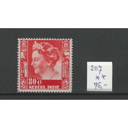 Ned. Indie  207  Wilhelmina z. wm.  MNH/postfris CV 75 €
