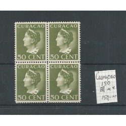 Curacao 150 Wilhelmina 50ct blok van 4  MNH/postfris CV 150 €